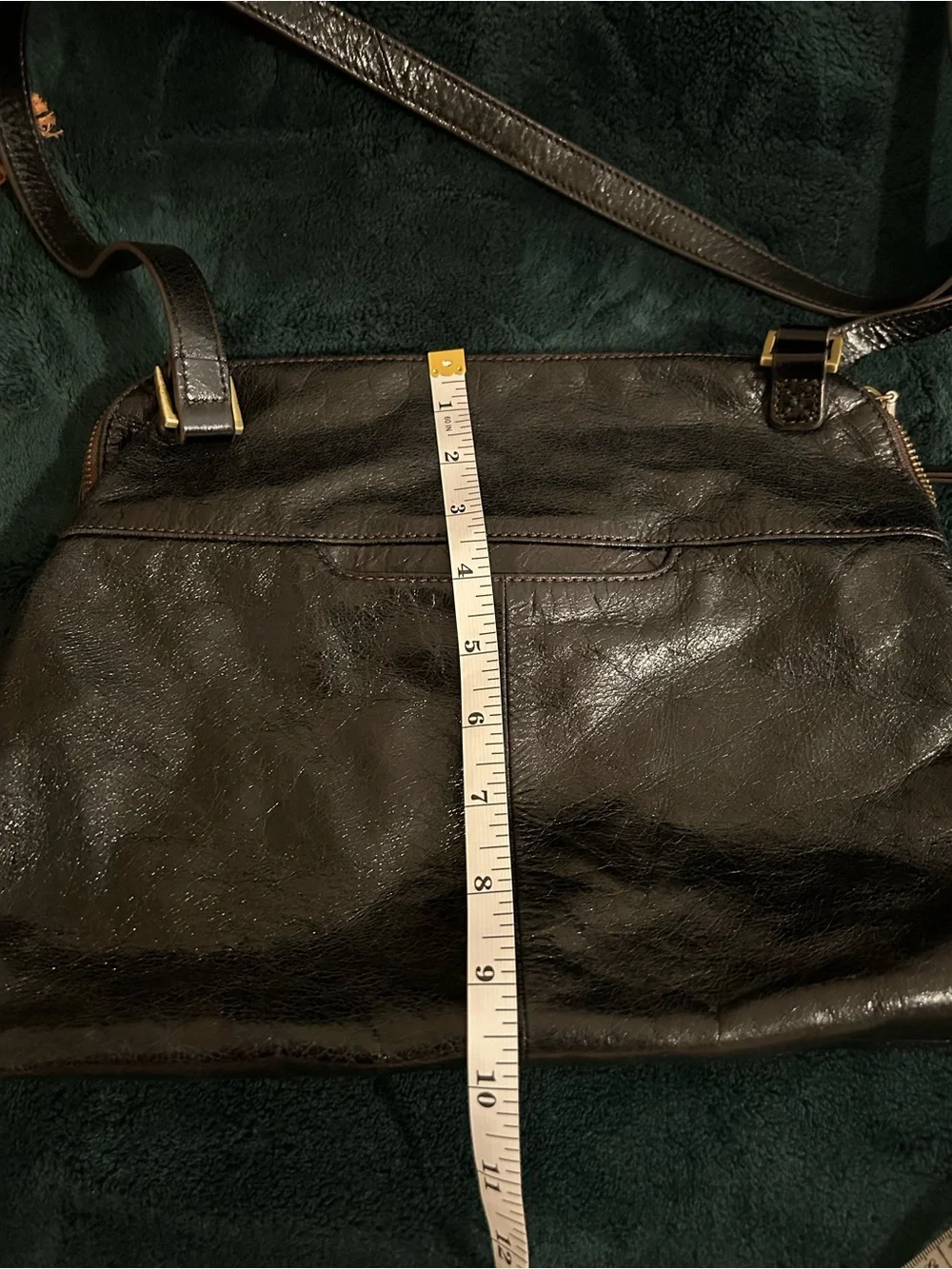 HOBO Black Polished Leather Slouchy Shoulder Crossbody Bag Purse